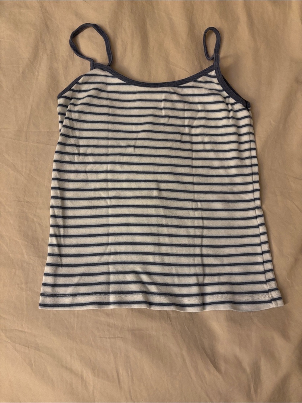 Brandy Melville Navy and White Striped Tank Top